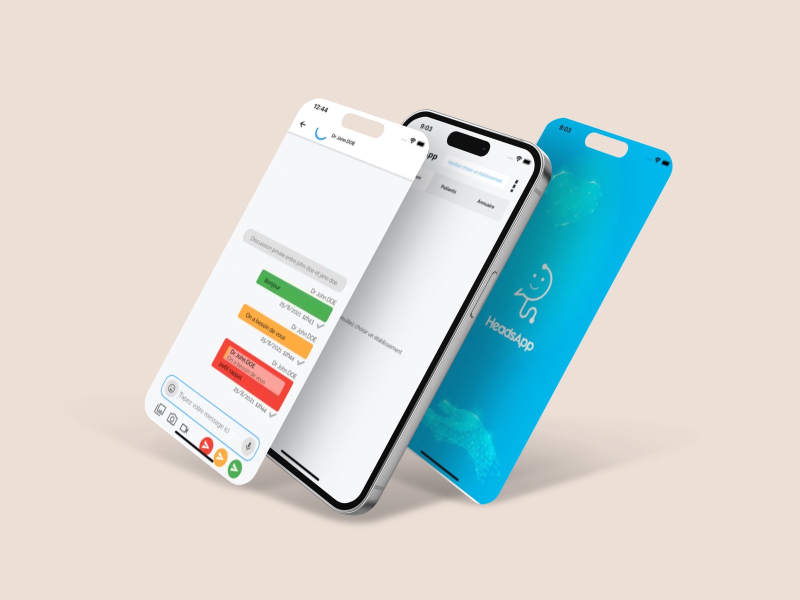 HeadsApp chat, patients and splash screens